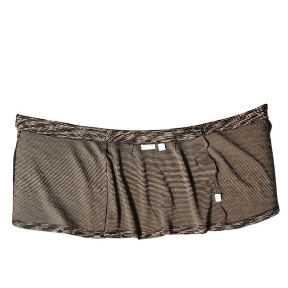 Express Tricot Size 7/8 Brown Wrap Mini Skirt Horizontal Stripe Detail Mod Style - Picture 6 of 6